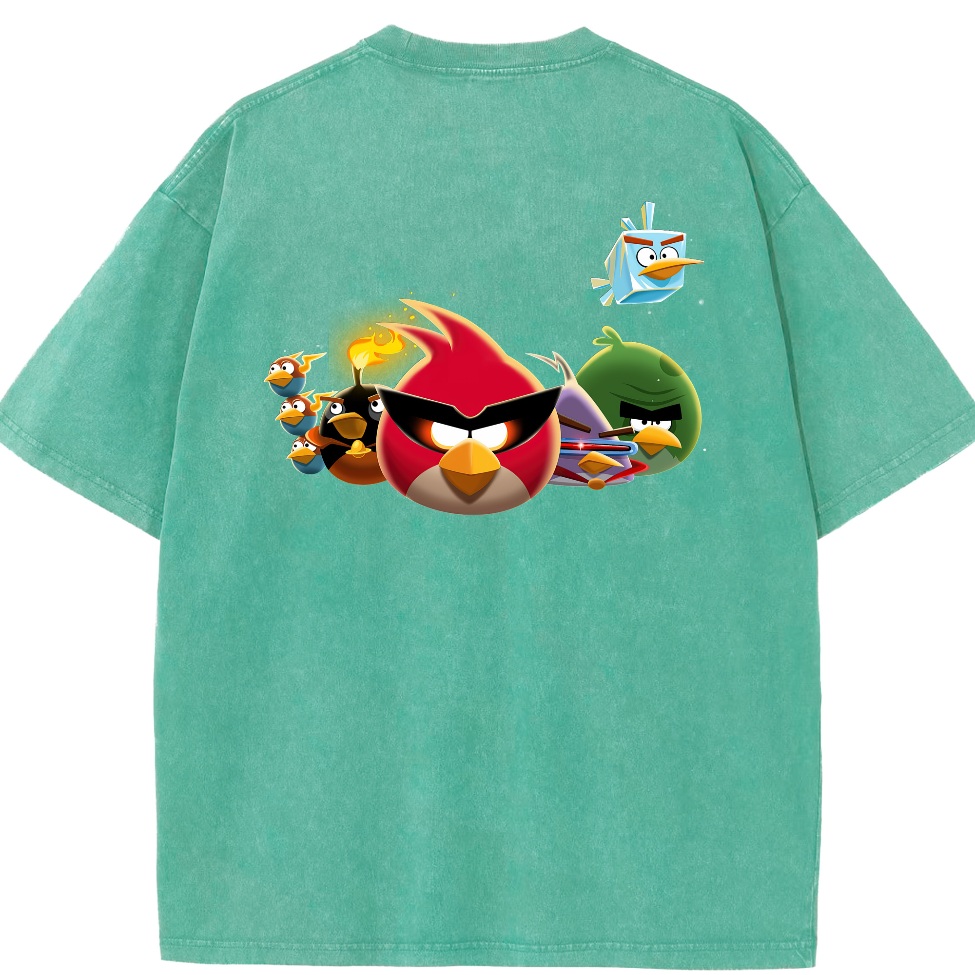 （画像用） Angry Birds アングリーバード 綿100% ヴィンテージ風 半袖Tシャツ（背面プリント）